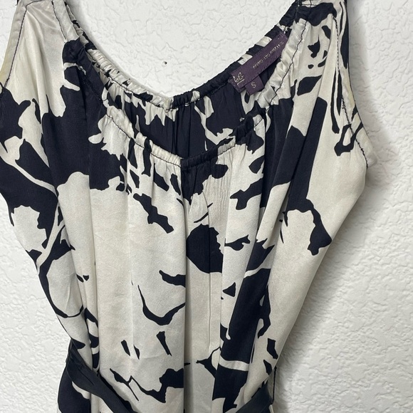 Hale Bob blouse silk beaded sz small black white belted style 8tca2458 - Picture 3 of 9